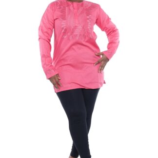 Pink Embroidered T'challa Long Sleeve Shirt